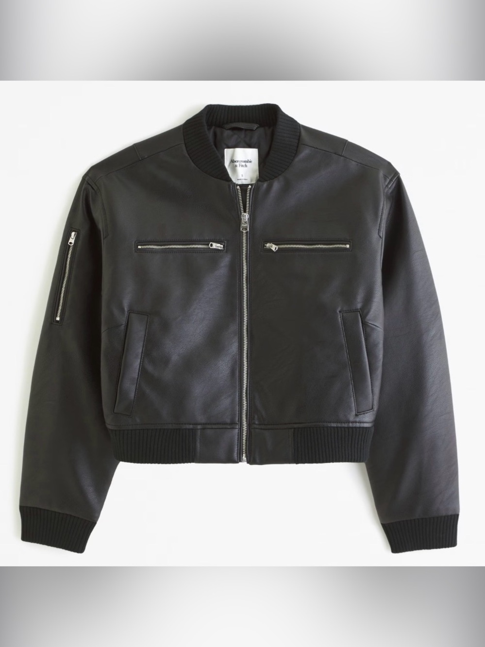 Abercrombie & Fitch Black Women's Bomber Jacket with Zip Accents